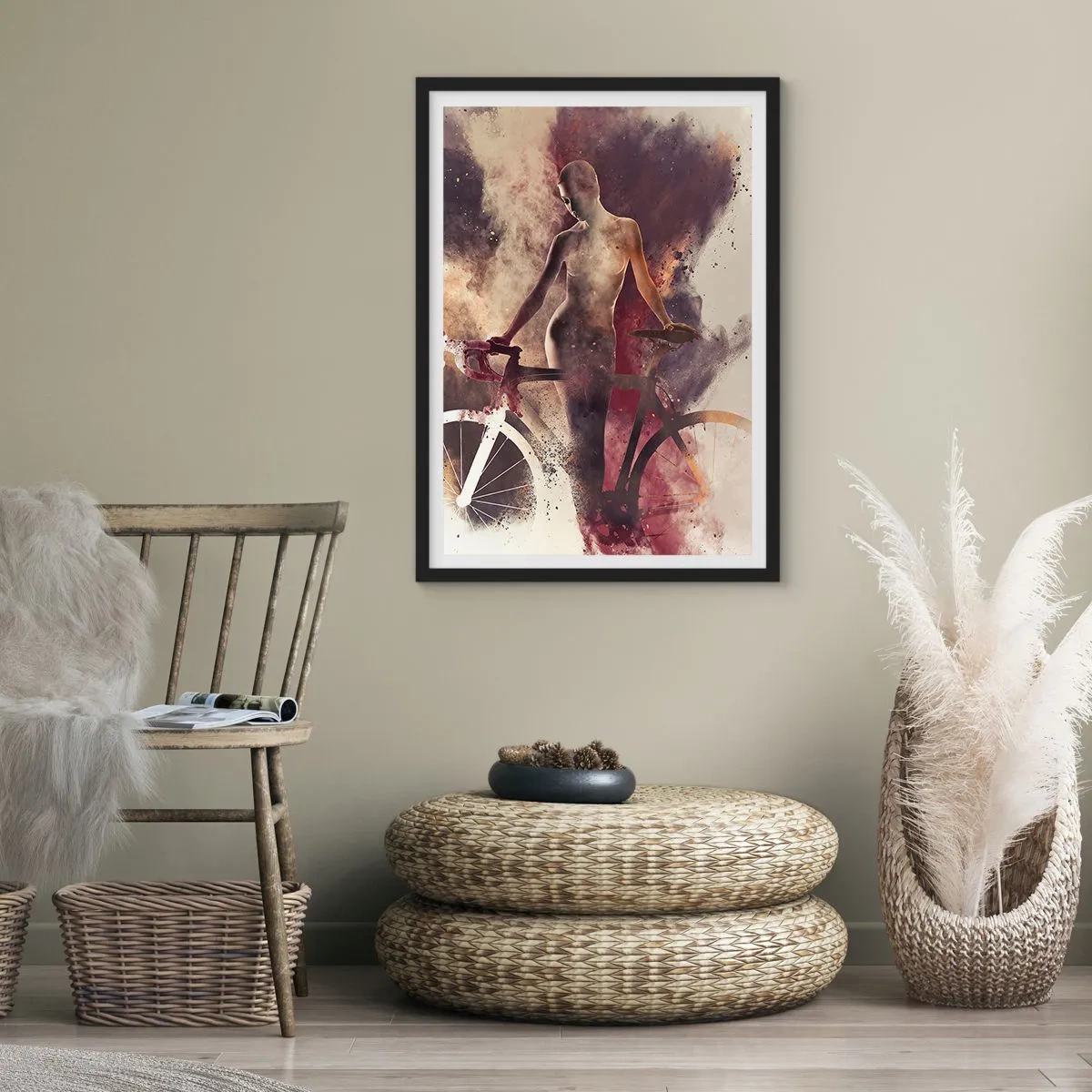 Plagát v čiernom ráme - Cyklistická duša v mramorových tvaroch - 61x91 cm