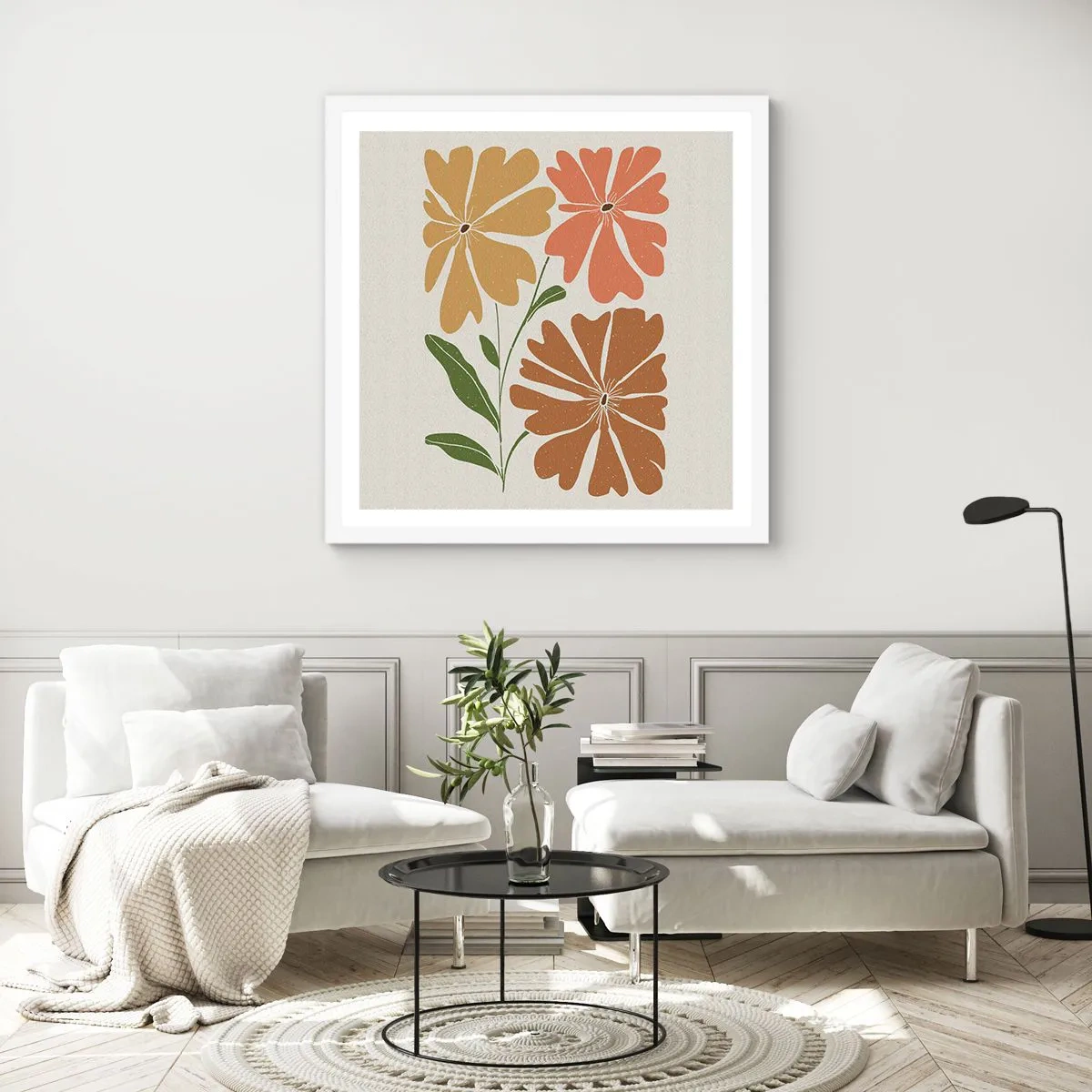 Plagát v bielom ráme - Príroda a geometria - 60x60 cm