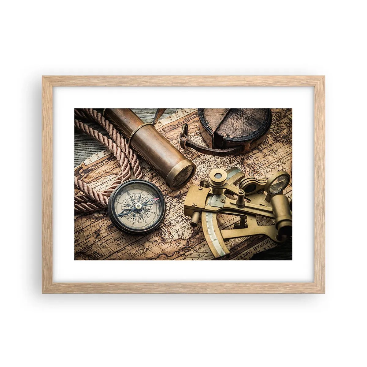 Plagát v ráme zo svetlého duba - Urči smer - 40x30 cm