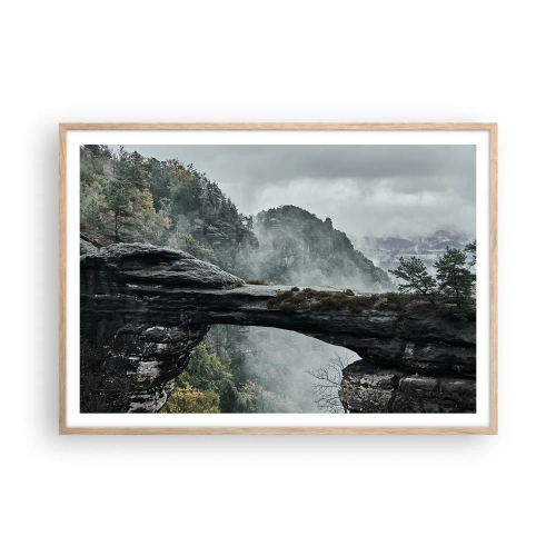 Plagát v ráme zo svetlého duba - Dobrodružstvo práve začína - 100x70 cm