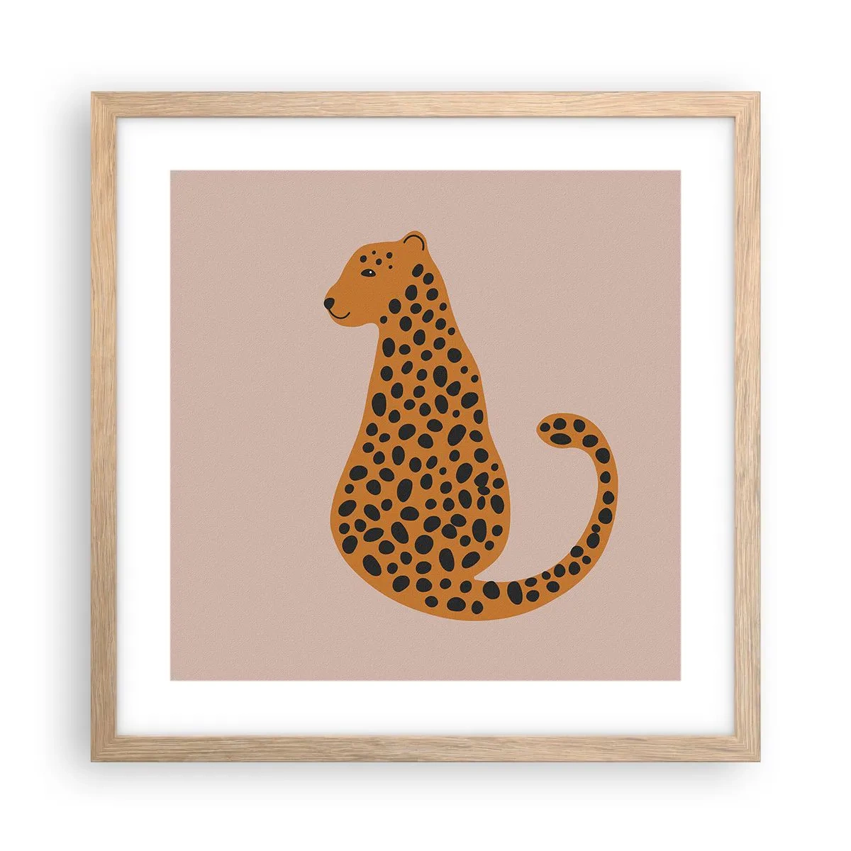 Plagát v ráme zo svetlého duba - Leopardný vzor je v móde - 40x40 cm