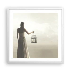 Plagát v bielom ráme - Buď slobodná - 50x50 cm