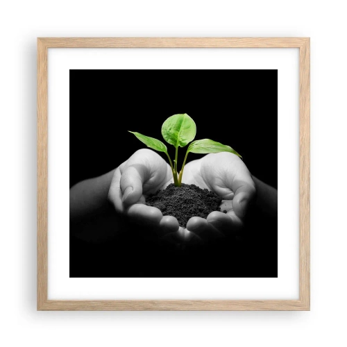 Plagát v ráme zo svetlého duba - Milujem prírodu, chránim ju - 40x40 cm