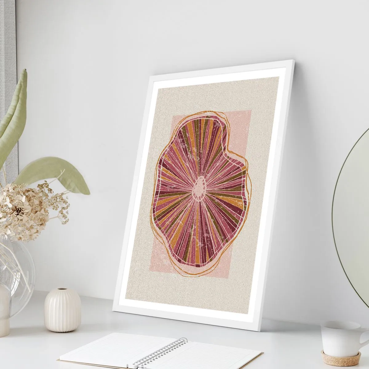 Plagát v bielom ráme - Radiálna abstrakcia - 61x91 cm