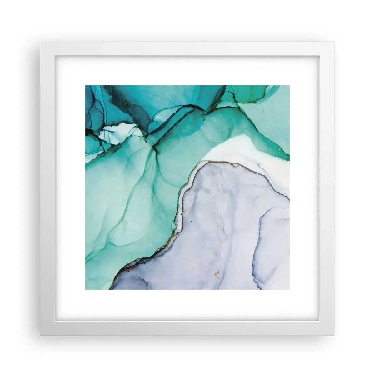 Plagát v bielom ráme - Štúdia v tyrkysovej - 30x30 cm