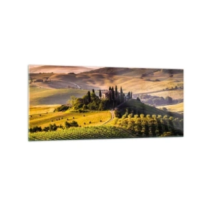 Obraz na skle - Arkádia - toskánska krajina - 120x50 cm
