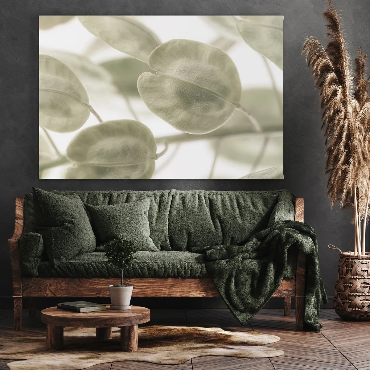 Obraz na plátne - Jemná maľba listov v pastelových odtieňoch zelenej na svetlom pozadí. - 70x50cm - Na začiatku bolo lístie… - Moderná nástenná dekorácia do obývacej izby a spálne ARTTOR