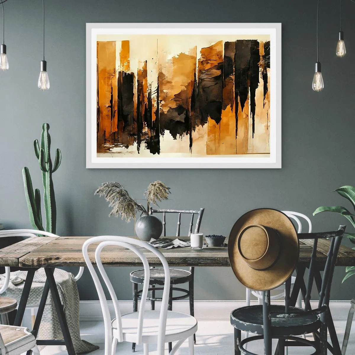 Plagát v bielom ráme - Harmónia čiernej a zlatej - 91x61 cm