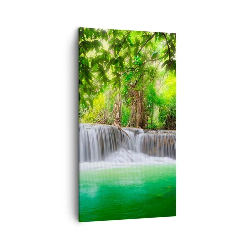 Obraz na plátne - Vodopád v zeleni - 45x80 cm