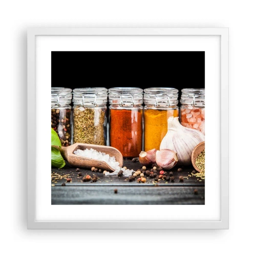 Plagát v bielom ráme - Aby mal život chuť - 40x40 cm