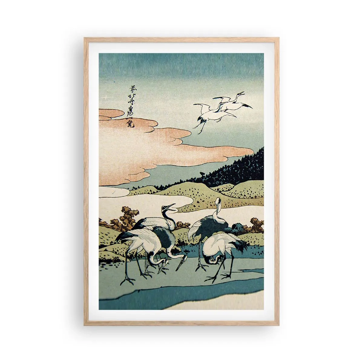 Plagát v ráme zo svetlého duba - V japonskom duchu - 61x91 cm