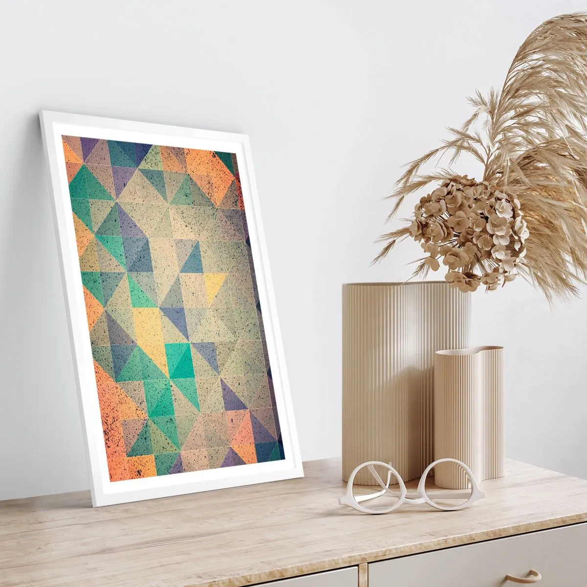 Plagát v bielom ráme - Republika trojuholníkov - 30x40 cm