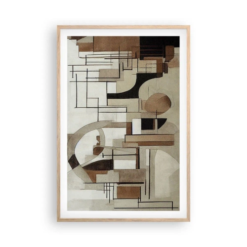 Plagát v ráme zo svetlého duba - Mestská krajina 2.0 - 61x91 cm