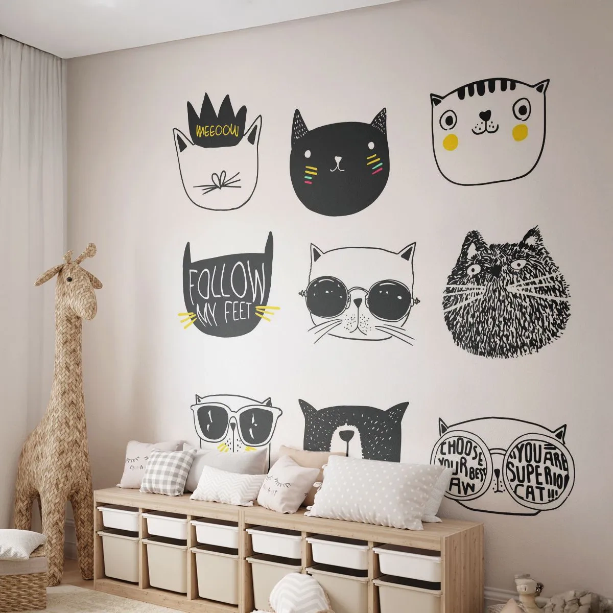 Samolepiaca Fototapeta Deluxe Sticker - Každý iný - Cat, Ilustračné, Grafika - 250x175 cm