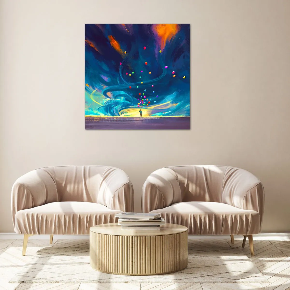Obraz na skle - Na modrý vietor - 70x70 cm