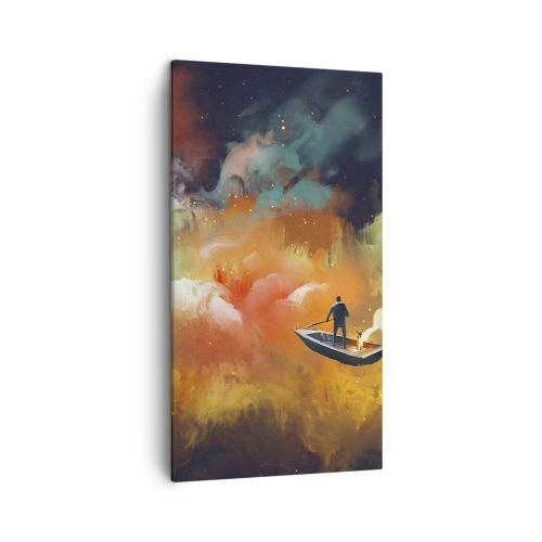 Obraz na plátne - Loďou cez galaxiu - 45x80 cm