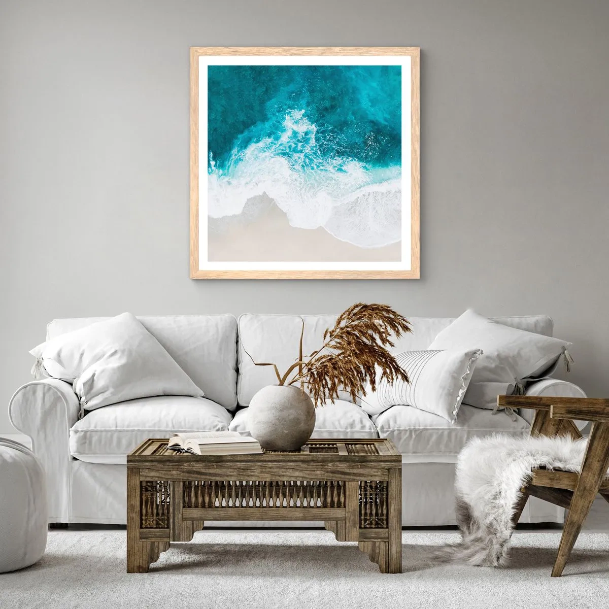 Plagát v ráme zo svetlého duba - Prirodzené pohladenie - 60x60 cm