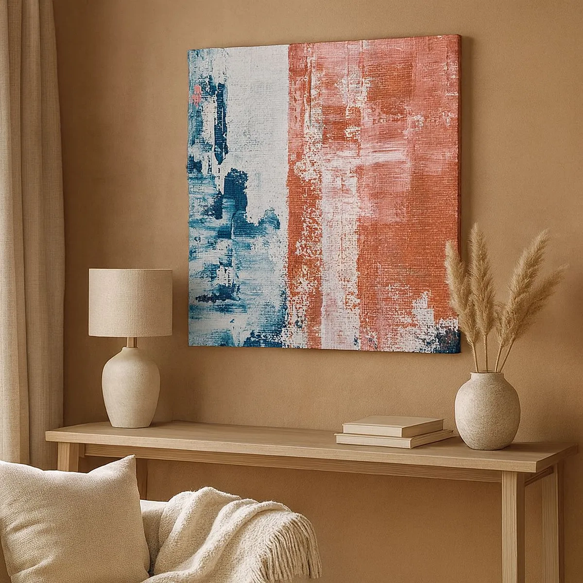 Obraz na plátne - Abstraktné pol na pol - 30x30 cm