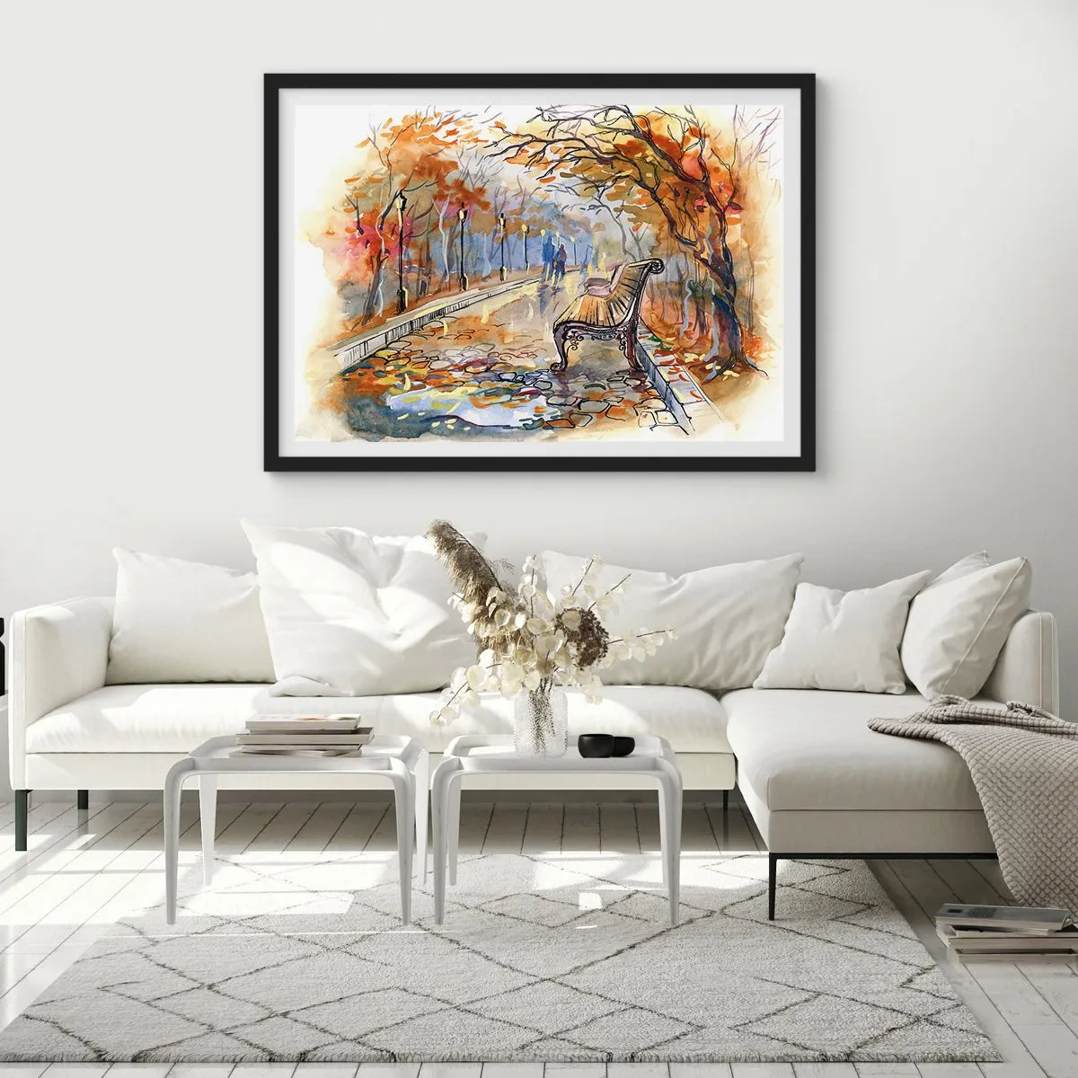 Plagát v čiernom ráme - Spoločne putovať jeseňou - 50x40 cm