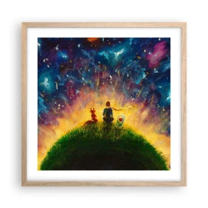 Plagát v ráme zo svetlého duba - Láska a priateľstvo - celý svet - 50x50 cm