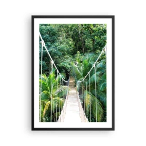 Plagát v čiernom ráme - Visutý most v tropickom dažďovom pralese - 50x70cm - Welcome to the jungle! - Moderná nástenná dekorácia do obývacej izby a spálne ARTTOR