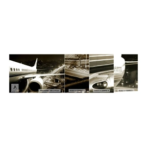 Vzorka samolepiacej fototapety Deluxe Sticker - Letieť do noci - Lietadlo, Mesto, Automobilový priemysel - 100x30 cm