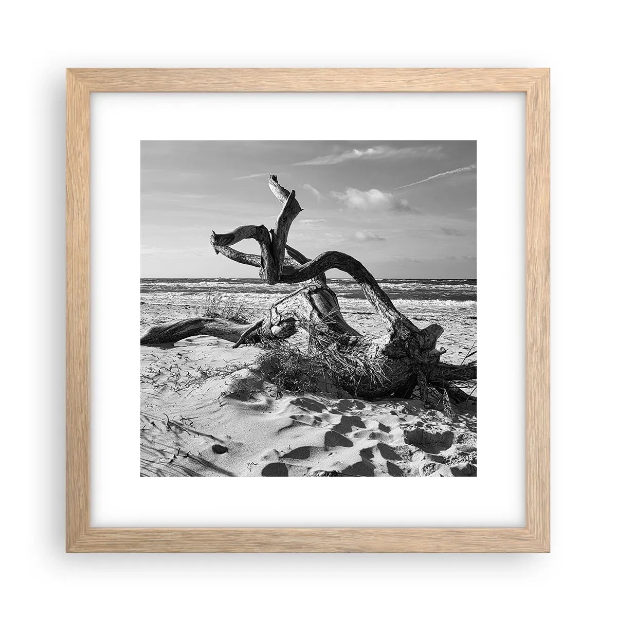 Plagát v ráme zo svetlého duba - Morská socha - 30x30 cm