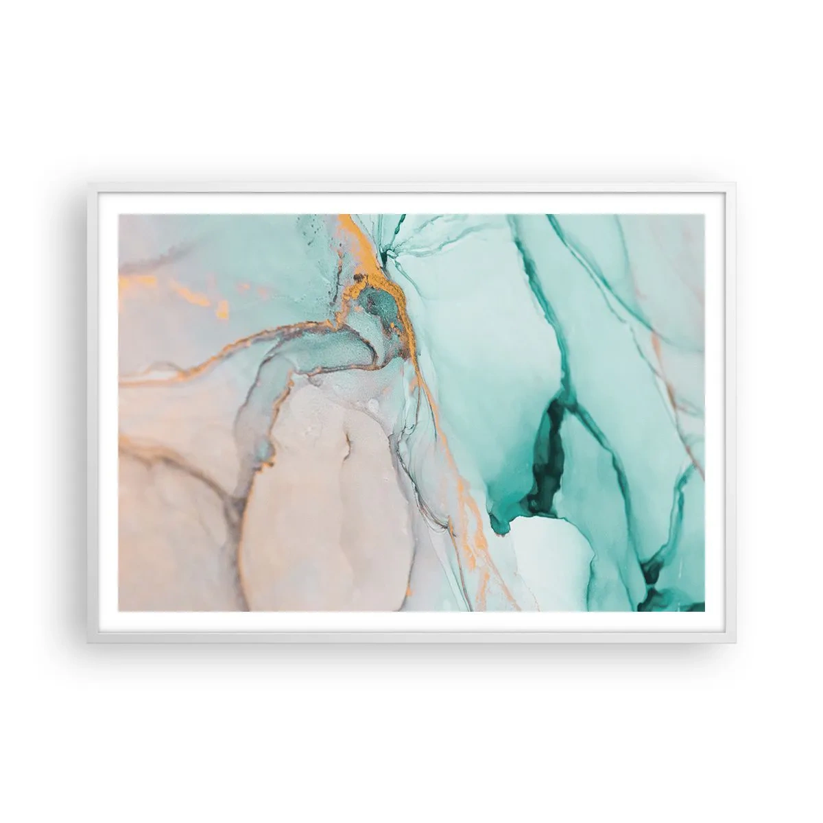 Plagát v bielom ráme - Tanec tvarov a farieb - 100x70 cm