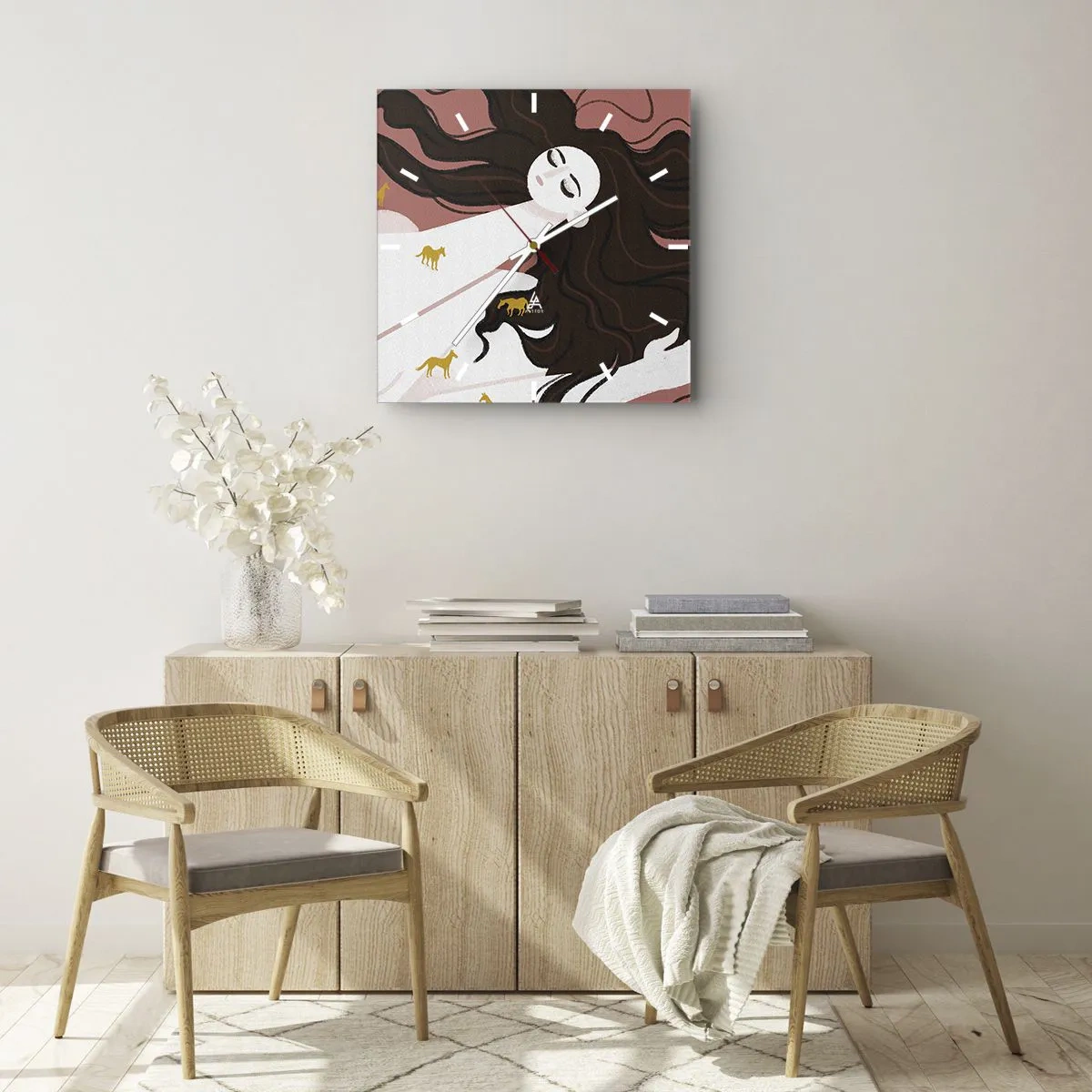 Nástenné hodiny - Sen o zlatom koni - 40x40 cm