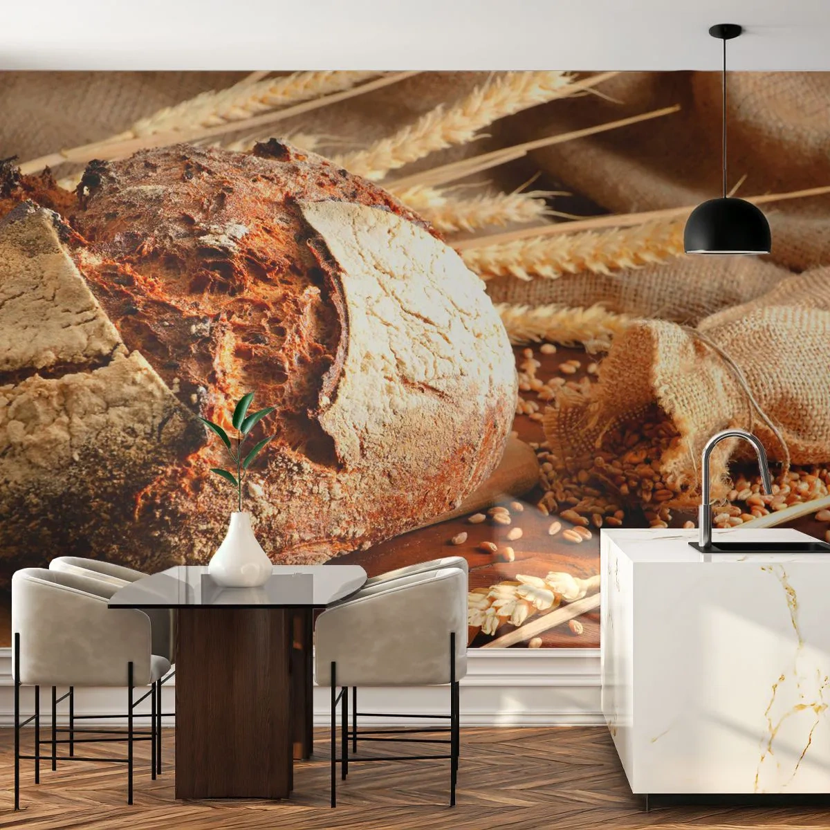 Fototapeta Premium Sand - Chutný, voňavý, chrumkavý - Chlieb, Zrno pšenice, Gastronómia - 200x140 cm
