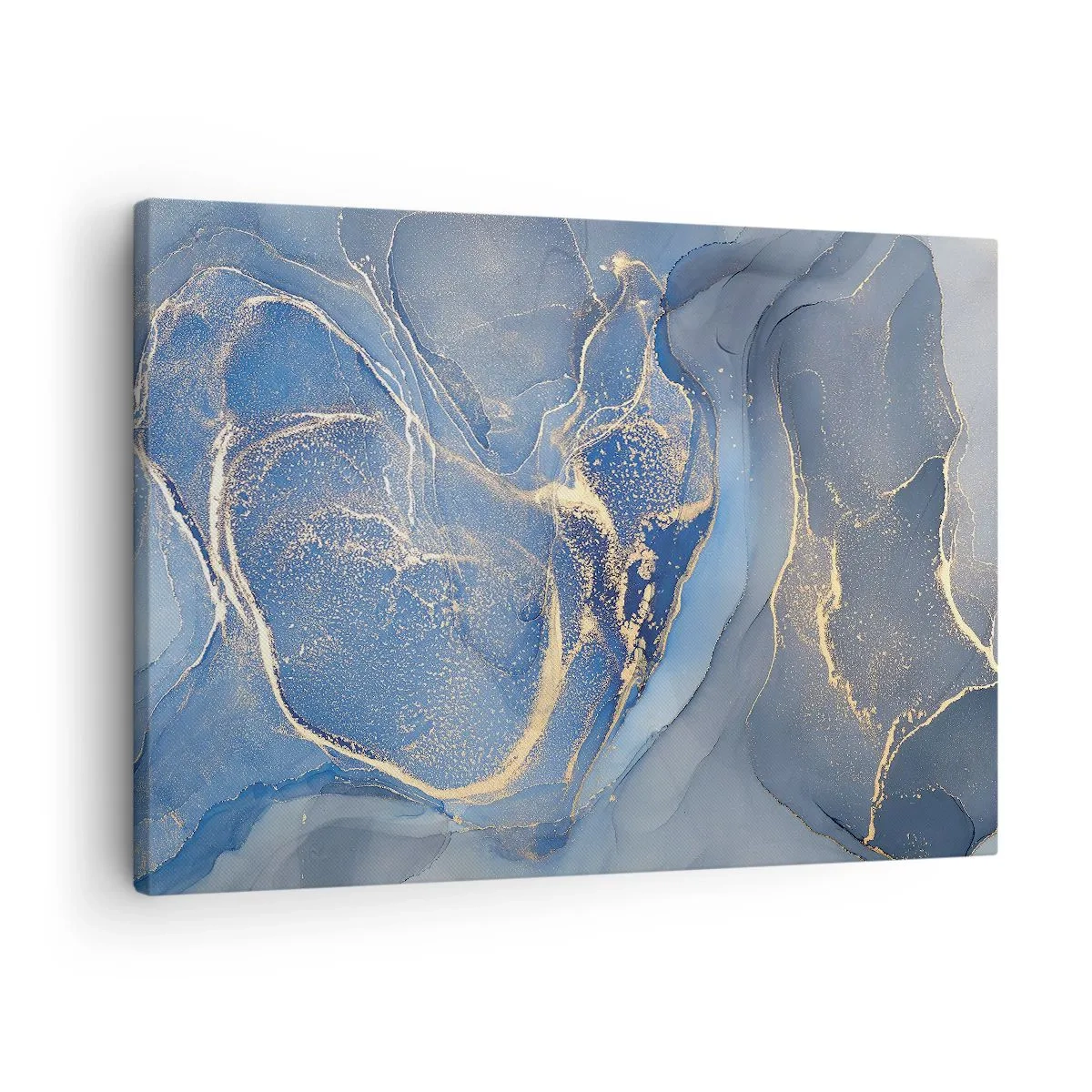 Obraz na plátne - Abstraktné modré vzory so zlatými akcentmi - 70x50cm - Zlatý prach - Moderná nástenná dekorácia do obývacej izby a spálne ARTTOR