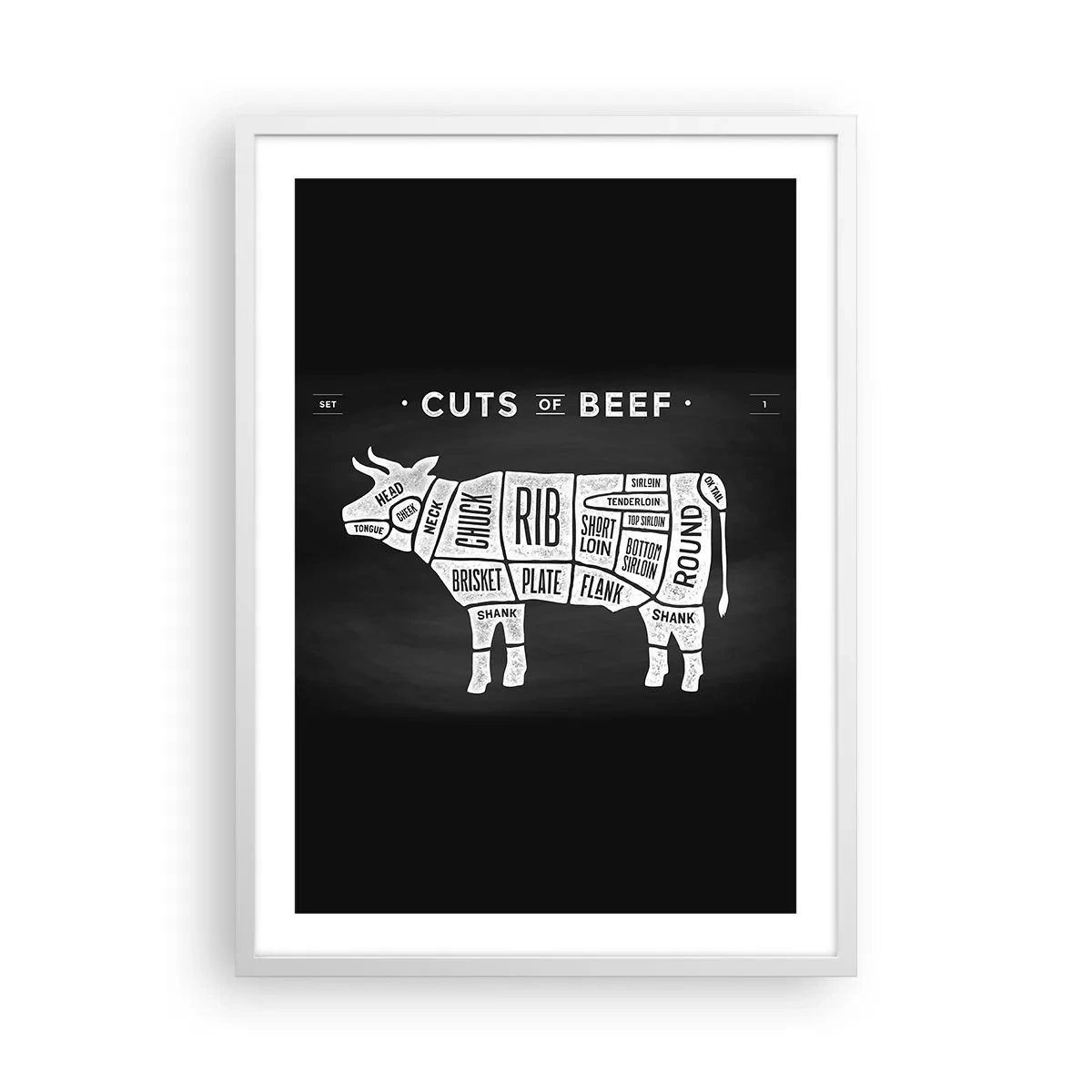 Plagát v bielom ráme - Šlabikár mäsiara - 50x70 cm