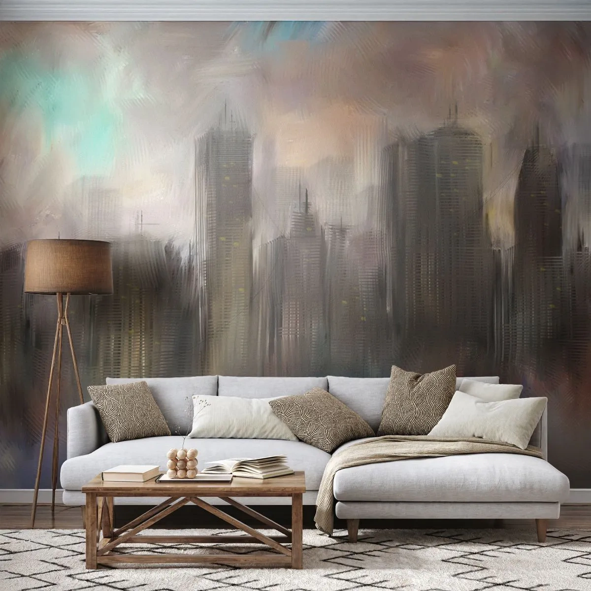 Fototapeta Standard Eco - Kompozícia z ocele, kameňa a hmly - Mesto, Architektúra, Kus - 200x140 cm
