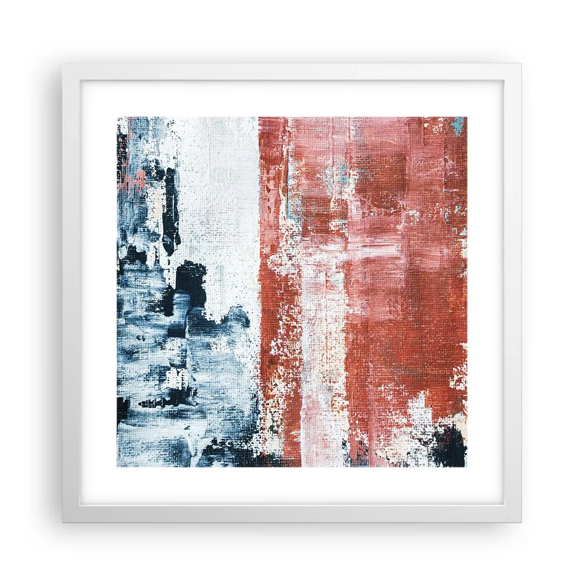 Plagát v bielom ráme - Abstraktné pol na pol - 40x40 cm