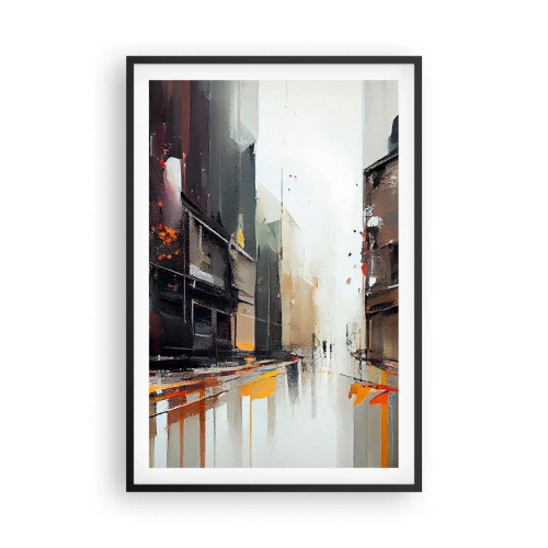 Plagát v čiernom ráme - Daždivý deň - 61x91 cm