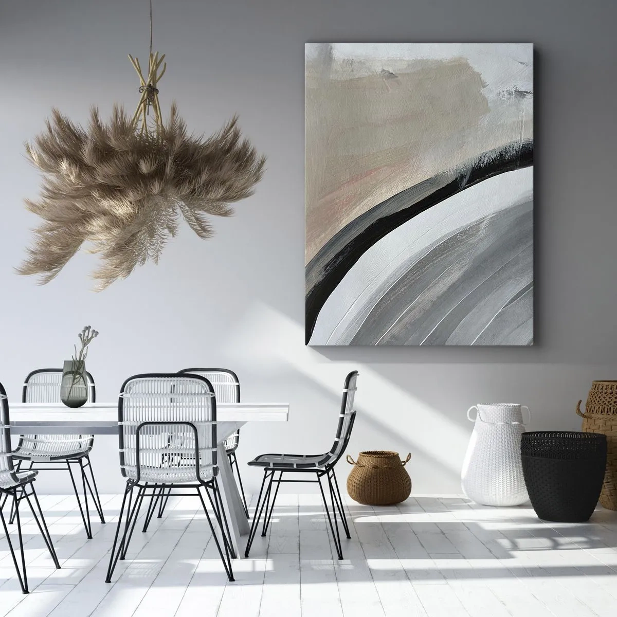 Obraz na plátne - Kompozícia: čierny a šedý oblúk - 55x100 cm