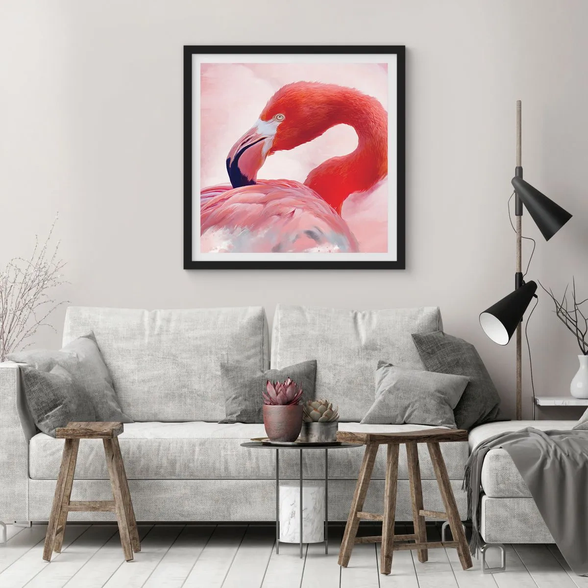 Plagát v čiernom ráme - Vtáčia krása - 60x60 cm