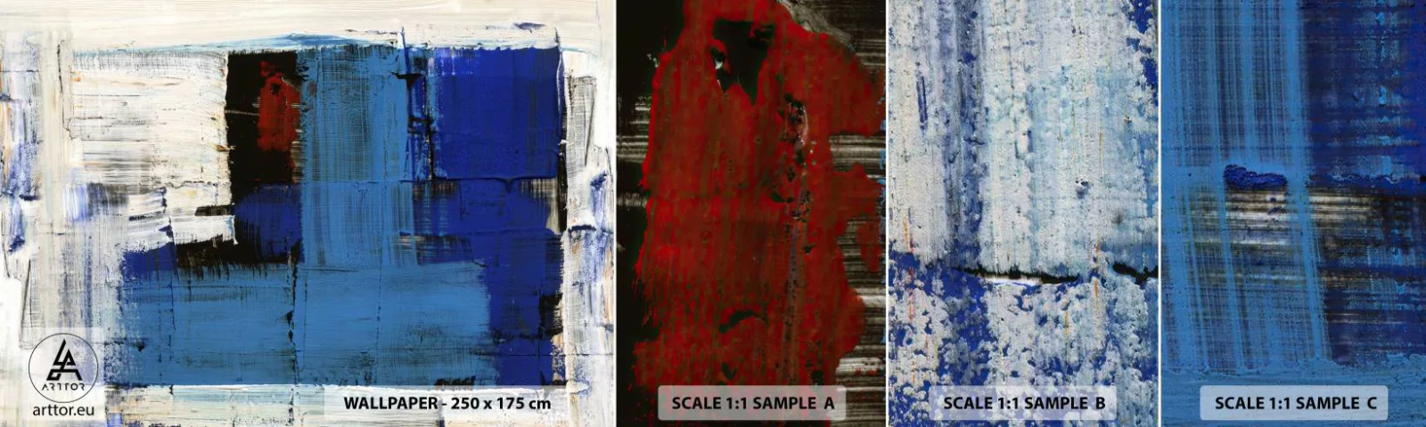 Vzorka samolepiacej fototapety Deluxe Sticker - Tajomstvo modrej - Abstrakcia, Kus, Modernosť - 100x30 cm