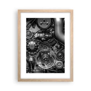 Plagát v ráme zo svetlého duba - Poézia mechaniky - 30x40 cm