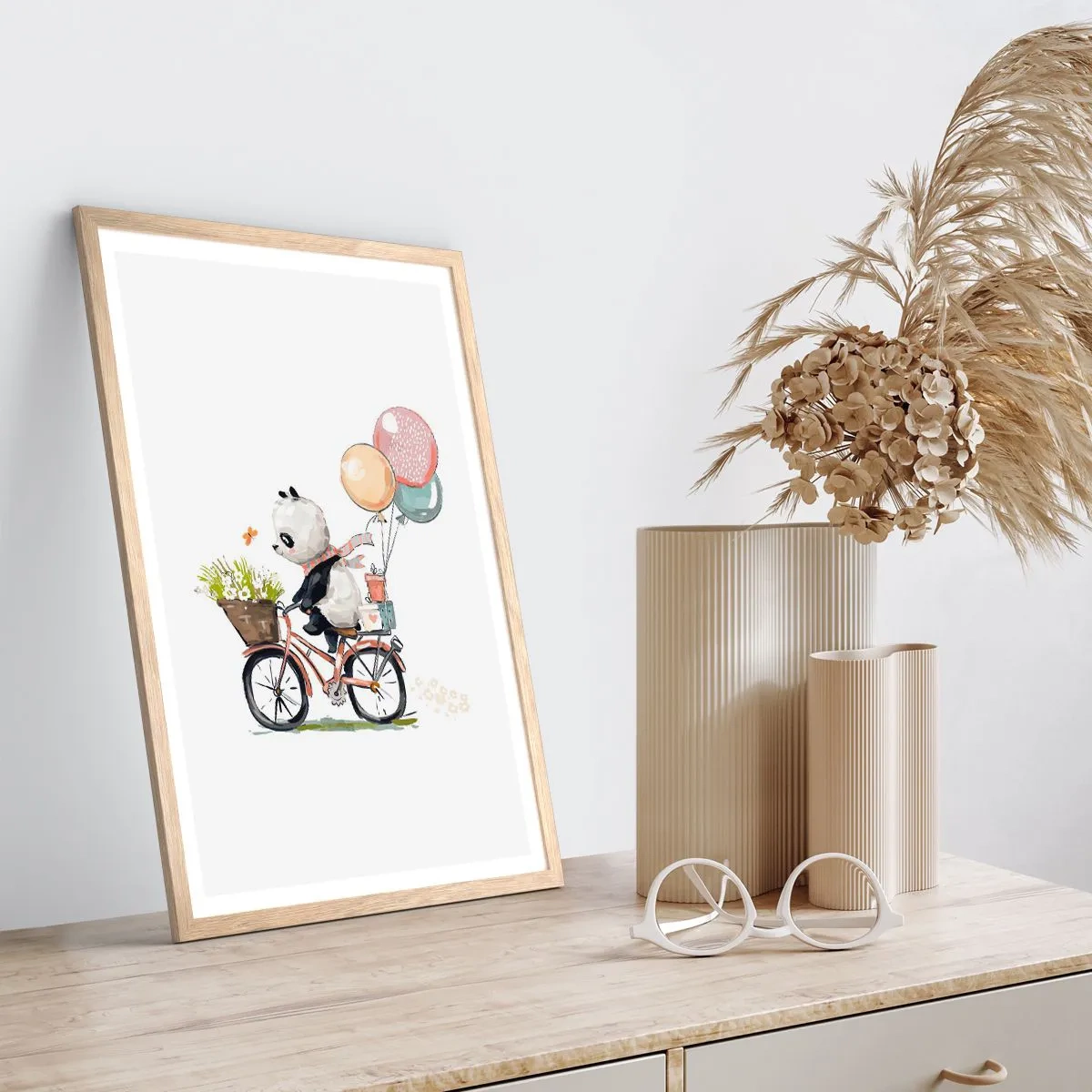 Plagát v ráme zo svetlého duba - Šťastný deň - 70x100 cm