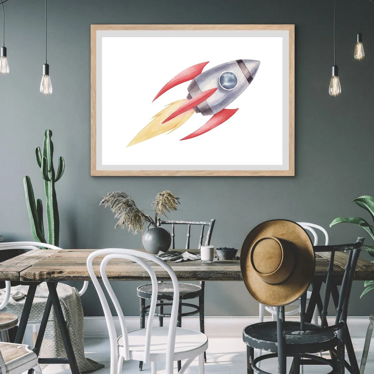 Plagát v ráme zo svetlého duba - Vyššie, rýchlejšie, ďalej - 50x40 cm