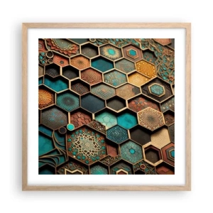 Plagát v ráme zo svetlého duba - Arabské ornamenty – variácia - 50x50 cm