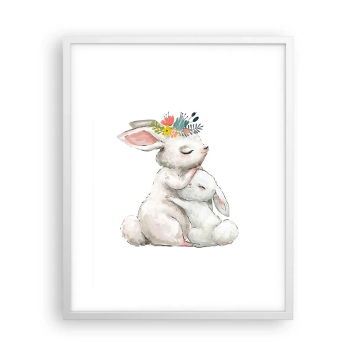 Plagát v bielom ráme - Najlepšie je u mamy - 40x50 cm