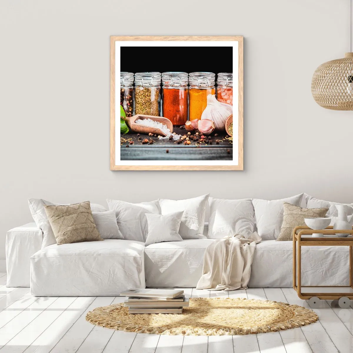 Plagát v ráme zo svetlého duba - Aby mal život chuť - 60x60 cm