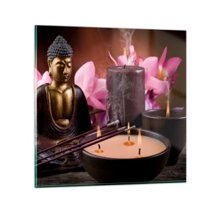 Obraz na skle - Očistiť myseľ, upokojiť telo - 30x30 cm