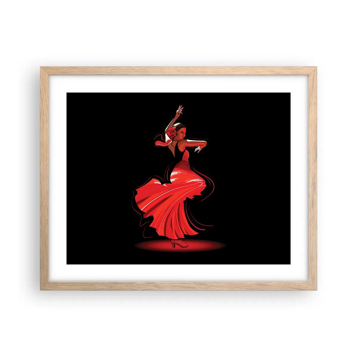 Plagát v ráme zo svetlého duba - Horúca duša flamenco - 50x40 cm