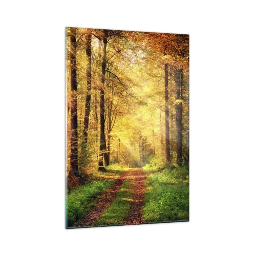 Obraz na skle - Lesno-zlaté ticho - 80x120 cm