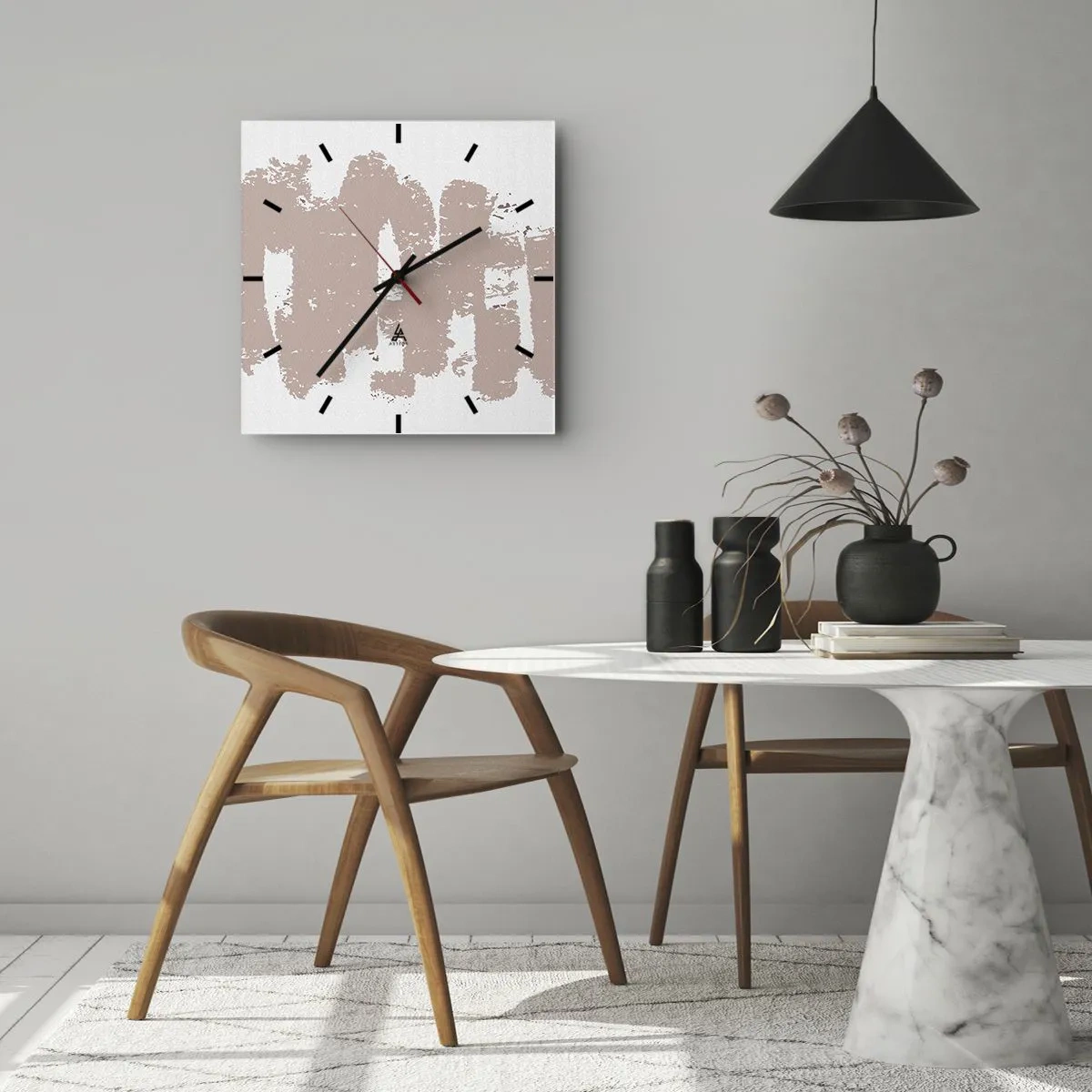 Nástenné hodiny - Abstrakcia v jemnej ružovej - 40x40 cm