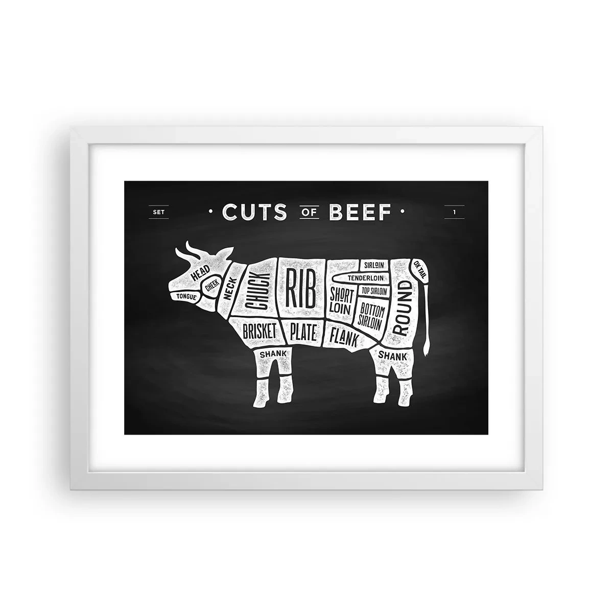 Plagát v bielom ráme - Šlabikár mäsiara - 40x30 cm