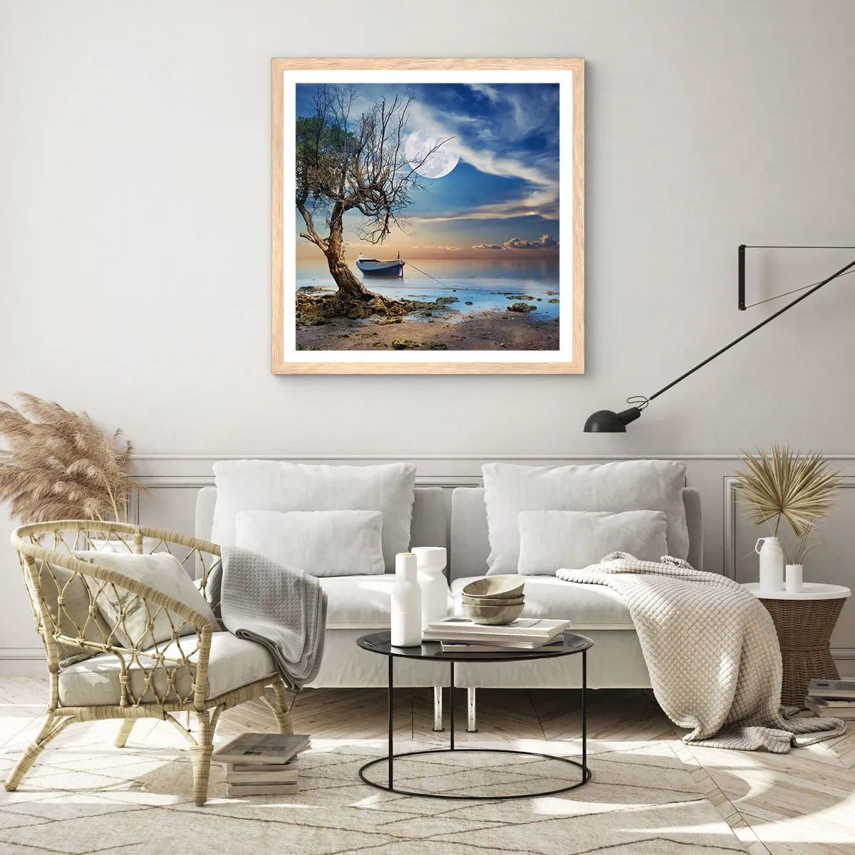 Plagát v ráme zo svetlého duba - Je to koniec alebo začiatok? - 50x50 cm